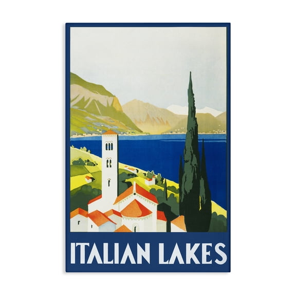 Stupell Industries Italian Lakes Retro Scenery Canvas Wall Art design by PIDDIX, 24 x 16