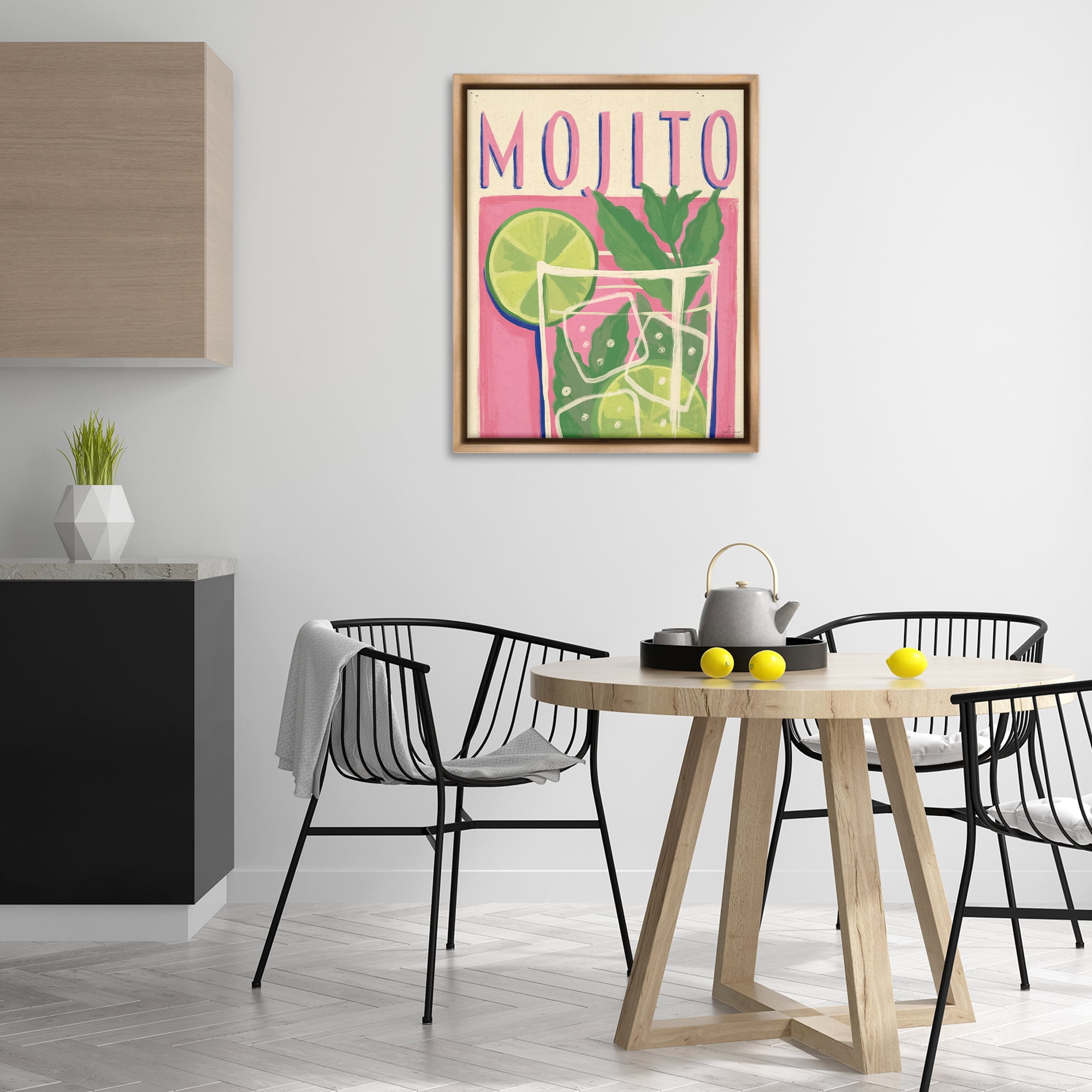 Stupell Industries Retro Mojito Cocktail Food & Beverage Painting Brown Floater Framed Canvas Art Print Wall Art, 25 x 31