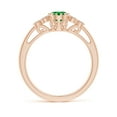thumbnail image 2 of ANGARA Natural Aeon Emerald Solitaire Milgrain Engagement Ring with Trio Accents in 14K Rose Gold for Women (Size-7x5mm) | May Birthstone, Anniversary, Jewelry Gift for Women | Natural Emerald Ring, 2 of 9