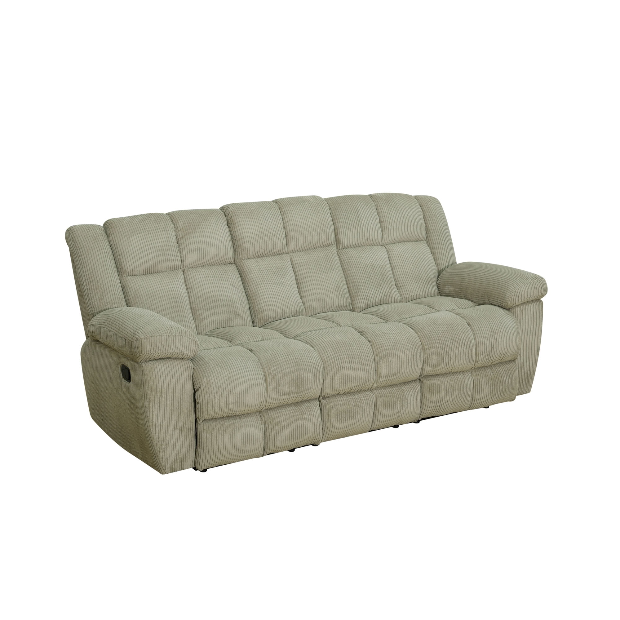MAYEERTY 3-Seater Recliner Sofa, Off-White Stripe Fabric Manual Reclining Sofa with Flip-Up Cup Holder Board for Living Room