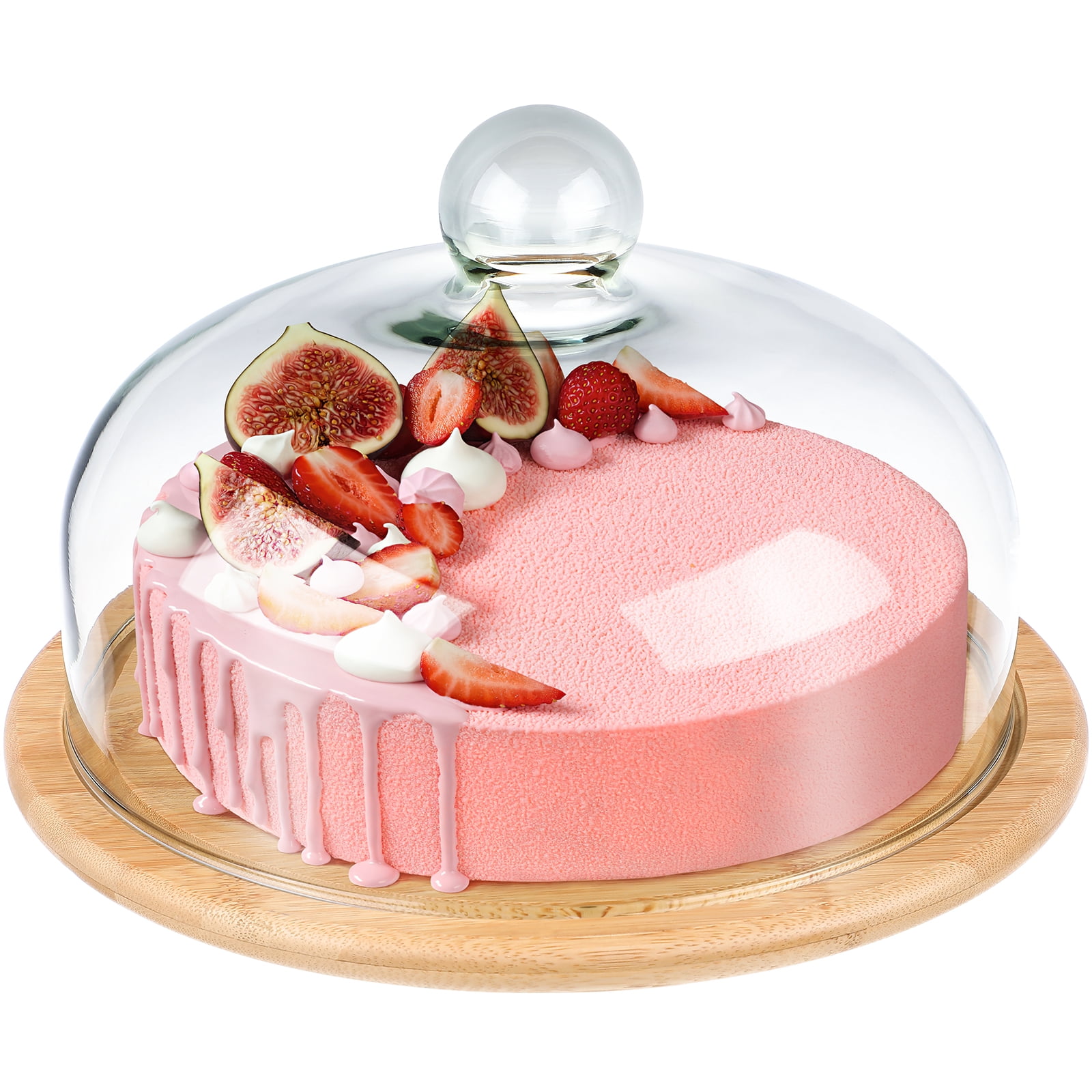 1 Set Cake Display Tray Glass Dome Dustproof Cake Dish Cake Plate