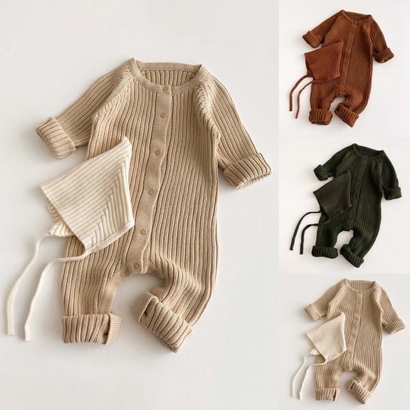 Toddler Girls Boys Rompers Long Sleeve French Manor Knitted Baby Bodysuit Infant Cozy Warm Romper For Soft Yarn Jumpsuit Cute Outfits 1-2 Months