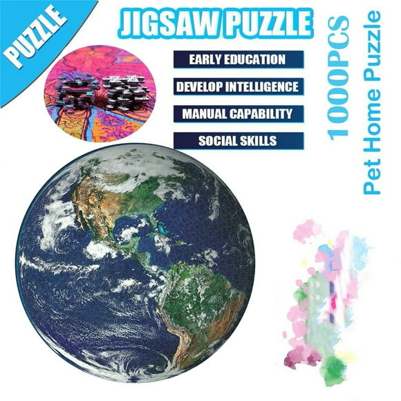 Sruiluo Puzzle 1000 Pieces Lifelike Animal Challenge Blue Board Round Puzzles Children Puzzles Toys Gift 70 X 70CM, Christmas Gifts on Clearance, for 3-12 Years Old Boys and Girls