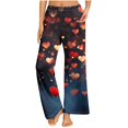 thumbnail image 2 of Valentines Day Pajama Pants For Women Trendy Heart Printed Loose Pants Wide Leg Comfy Soft Plus Size Sleeping Pants Multicolor XL, 2 of 6