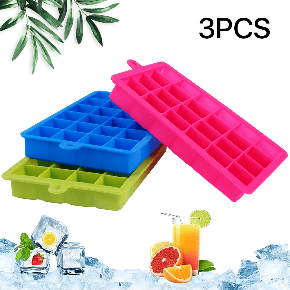 BCOOSS Silicone Ice Cube Trays with Lids for Freezer 3 Pack, Silicone Mold Tray Each with Mini