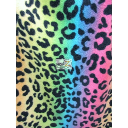 Fleece Printed Fabric Rainbow Leopard Pattern Sold By The Yard Fleece Printed Fabric Rainbow Leopard Pattern Sold By The Yard