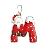 Luoshdecor 2025 Santa Claus Christmas Ornaments, 26 Letter Ornaments for Christmas Tree,Hanging Xmas Red Hat Decor for Family Holiday Xmas Tree Fireplace (M)