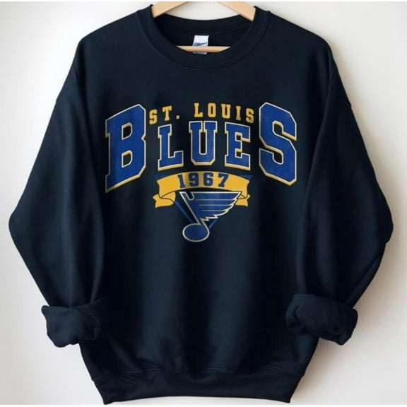 Vintage 90s St. Louis Hockey Sweatshirt, St. Louis Shirt, Blue T-Shirt, Hockey Fan Shirt, Retro St. Louis Ice Hockey Tee