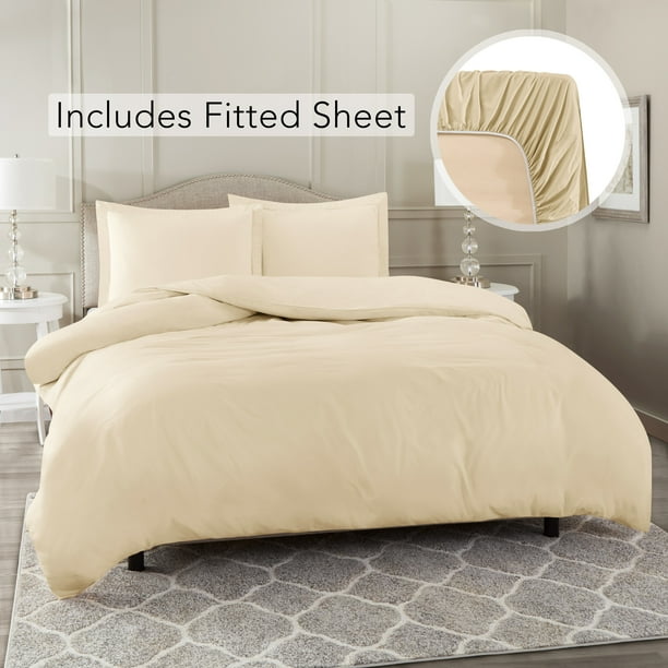 Split King Size Duvet Cover with 2 Fitted Sheets and 2 Pillow shams