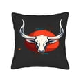 thumbnail image 4 of Set of 2 Square Throw Pillow Covers 18x18in - Bold White Head Design with Curved Horns Abstract Orange & Blue Shapes Perfect for Couch Bed Car, 4 of 8