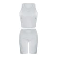thumbnail image 3 of MXUIKV Workout Sets for Women Slim Fitted Cropped Crew Neck Sleeveless Cropped Tank Top High Waist Shorts(X-Large,White), 3 of 4