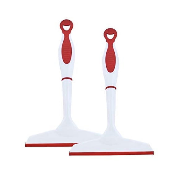 Superio Rubber Squeegee, 2 Pack, Streak Free All Purpose Window Squeegee, Comfort Grip Handle and Hanging Hook (Red, 6 Inch- 2 Pack)