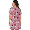 thumbnail image 3 of Horeoi Cute Cartoon Zebra Print Women's Short-sleeved Nightdress Breathable Cotton-like Material Loose A-line Knee-length, 3 of 6