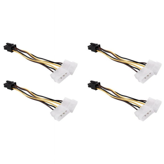 4X A Dual 4-Pin Molex IDE to 6 Pin PCI-E Graphic Card Power Connector Cable Adapter