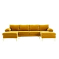 thumbnail image 2 of Sectional 4 Seater Sofa with 2 Chaise Lounge, 800lbs Load Golden Legs U-shape Chenille Upholstered Large Lounge Couch for Living Room Bedroom, 110.63x53.94x33.86inch, Musterd Yellow, 2 of 9