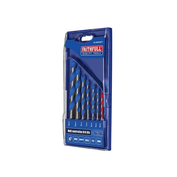 Faithfull - Multi Construction Drill Set, 7 Piece