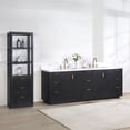thumbnail image 3 of Cadiz 84" Double Vanity in Fir Wood Black with Composite top in Lightning White, 3 of 17