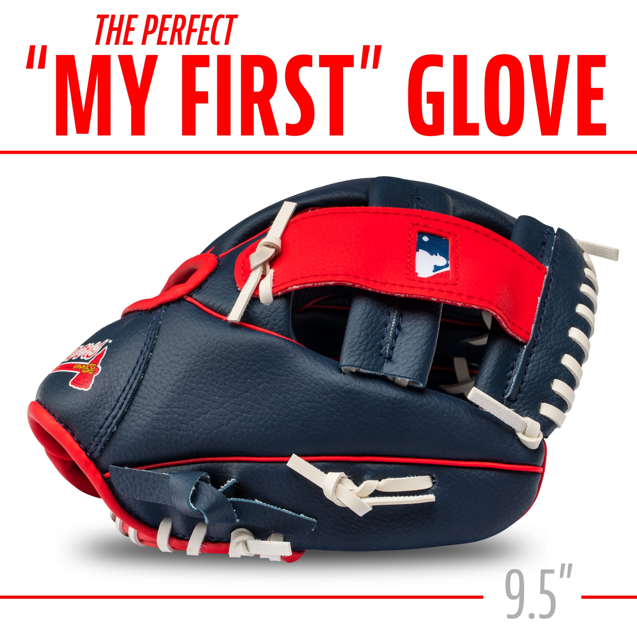Franklin Sports MLB Atlanta Braves Youth Teeball Glove + Ball Set, 9.5 in