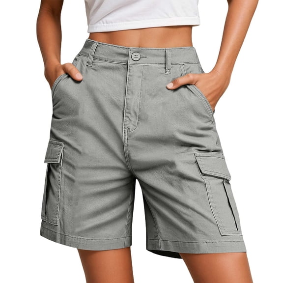 Shorts for Women Stretchy Pull On Gym Shorts Airport Lounge Vacation Look Women's Casual Cargo Shorts Pocket Design For Everyday Relaxed Wear Suitable For Summer Activities