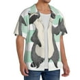 thumbnail image 4 of Balery Cute Raccoon Men's Casual Button Down Shirt Short Sleeve Textured Summer Cuban Beach Shirts-XX-Large, 4 of 7