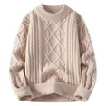 thumbnail image 2 of Xcmzpl Mens Oversized Sweaters Warm Cable Knit Sweaters Crew Neck Long Sleeve Chunky Pullover Solid Drop Shoulder Sweater Tops, 2 of 8