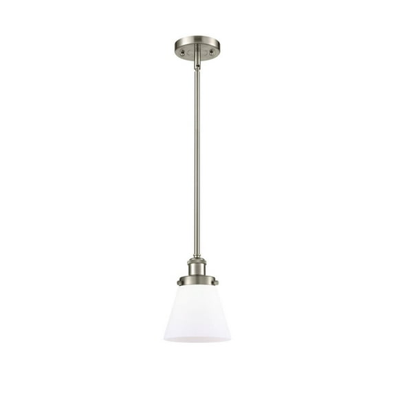 916-1S-SN-G61-Innovations Lighting-Cone - 1 Light Stem Hung Mini Pendant In Industrial Style-9 Inches Tall and 6 Inches Wide-Brushed Satin Nickel