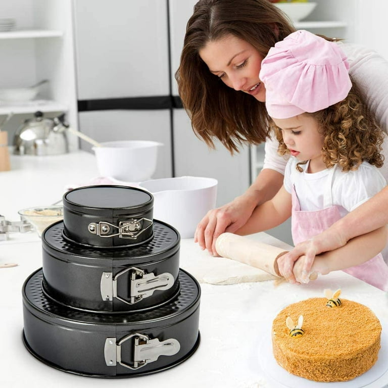 Nvzi Non-stick Springform Pan Set of 3 (4, 7, 9), Leakproof Baking Set,  Cheesecake Quiche Pan, Round Chiffon Cake Pan, 3PCS Detachable Ajustment