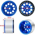 thumbnail image 2 of RCLIONS 4PCS 2.2inch Beadlock Wheels 35mm RC 2.2 Aluminum Rims for AXIAL Wraith RR10 90048/90018 TRX4 1/10th RC Crawler Truck Car (Blue), 2 of 15