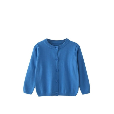 

HaiMao Girls Cardigans Sweater Clearance School Uniforms Long Sleeve Lightweight Outerwear Blue 4 Years