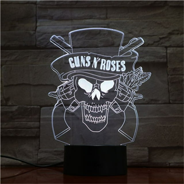 Luz LED nocturna Guns N Roses 3D que cambia de color para niños
