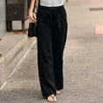 thumbnail image 3 of Pants Loose Solid Color Lace Up Elastic Waist Wide Leg Trousers Straight Sweatpants, 3 of 6
