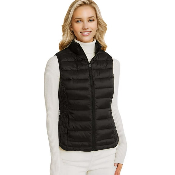 Love Tree Women's Juniors Cropped Packable Travel Puffer Vest (Black, Small)