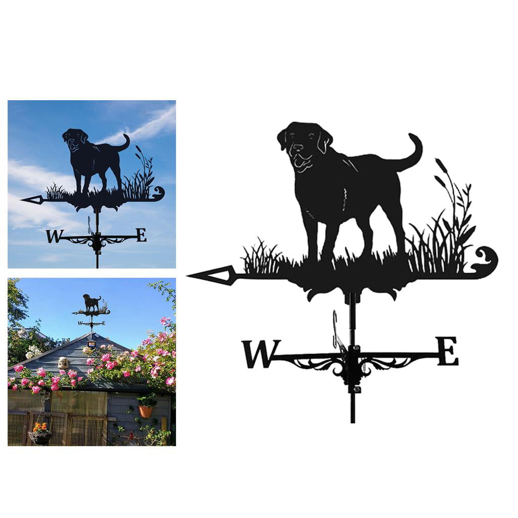 Farmhouse Weather Vane Roof Mount Wind Direction Indicator Kit Outdoor Metal Bracket Weather Vane for Cupolas Garden Yard Easy Use Roof Decoration Labrador 