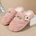 thumbnail image 6 of Women Curly Fleece Crochet Flower Mary Jane Backless Mule Slippers Pink 9-9.5, 6 of 9