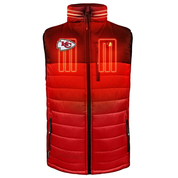 Men's ActionHeat Black/Red Kansas City Chiefs 5V Battery Heated Colorblock Full-Zip Puffer Vest