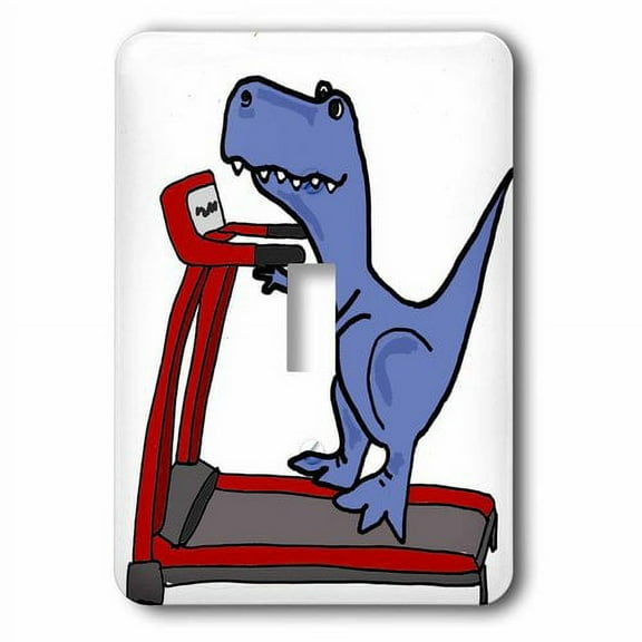3dRose, Funny Cute T-rex Dinosaur on Treadmill Exercise Cartoon, single toggle switch