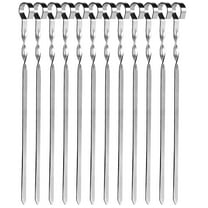 Kabob Skewers 15" Stainless Steel Long BBQ Barbecue Skewers, Flat Metal Kebob Sticks Wide Reusable Grilling Skewers for Meat Chicken, Set of 12pcs by OLIBUY
