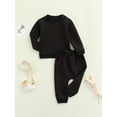 thumbnail image 4 of Newborn Baby Boy Girl Clothes 6M 12M 18M 24M Gender Neutral Sweatsuit Unisex Solid Outfit Long Sleeve Warm Pullover Pant Set, 4 of 10