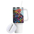 thumbnail image 2 of 40 Oz Car Handle Water Bottle Water Cup Water Bottle Water Jug Coffee Cup Travel Water Bottle Colorful Raindrop Leopards, 2 of 8