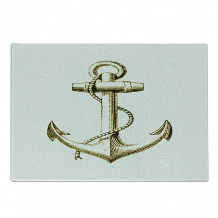 

Nautical Cutting Board Foil Anchor Image Be Safe and Grounded Voyage Journey Adventure Fisherman Decorative Tempered Glass Cutting and Serving Board Small Size Yellow and Black by Ambesonne