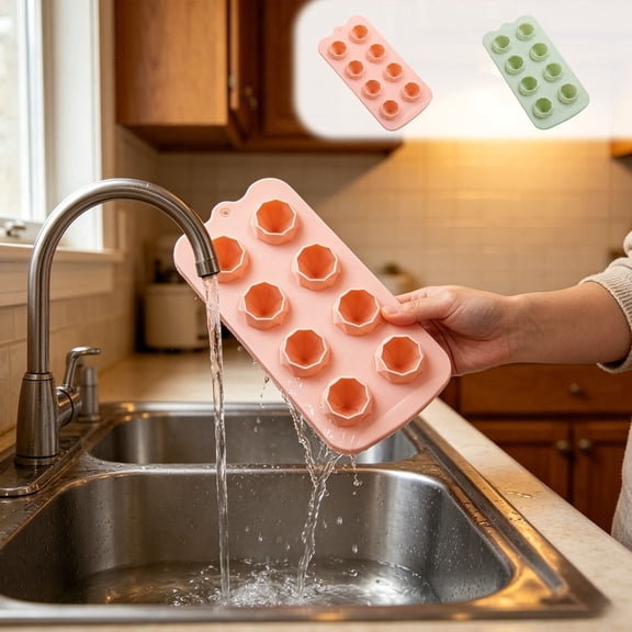 LEFXSMR Silicone Ice Cube Tray, Easy Release Diamond Shape Ice Trays for Freezer, Reusable Ice Molds for Ice Maker, Green