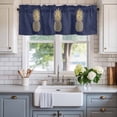 thumbnail image 2 of Pineapple Summer Fruit Window Valance Curtain Yellow Blue Texture Rod Pocket Short Curtain for Living Room, Bedroom & Kitchen Window Decor 42x18in, 2 of 8