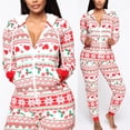 thumbnail image 3 of REDHOTYPE Nouvelle Combinaison à Capuche Zippée Décontractée pour Femme Pyjama de Noël Pyjama Familial Pyjama des Fêtes, 3 of 5
