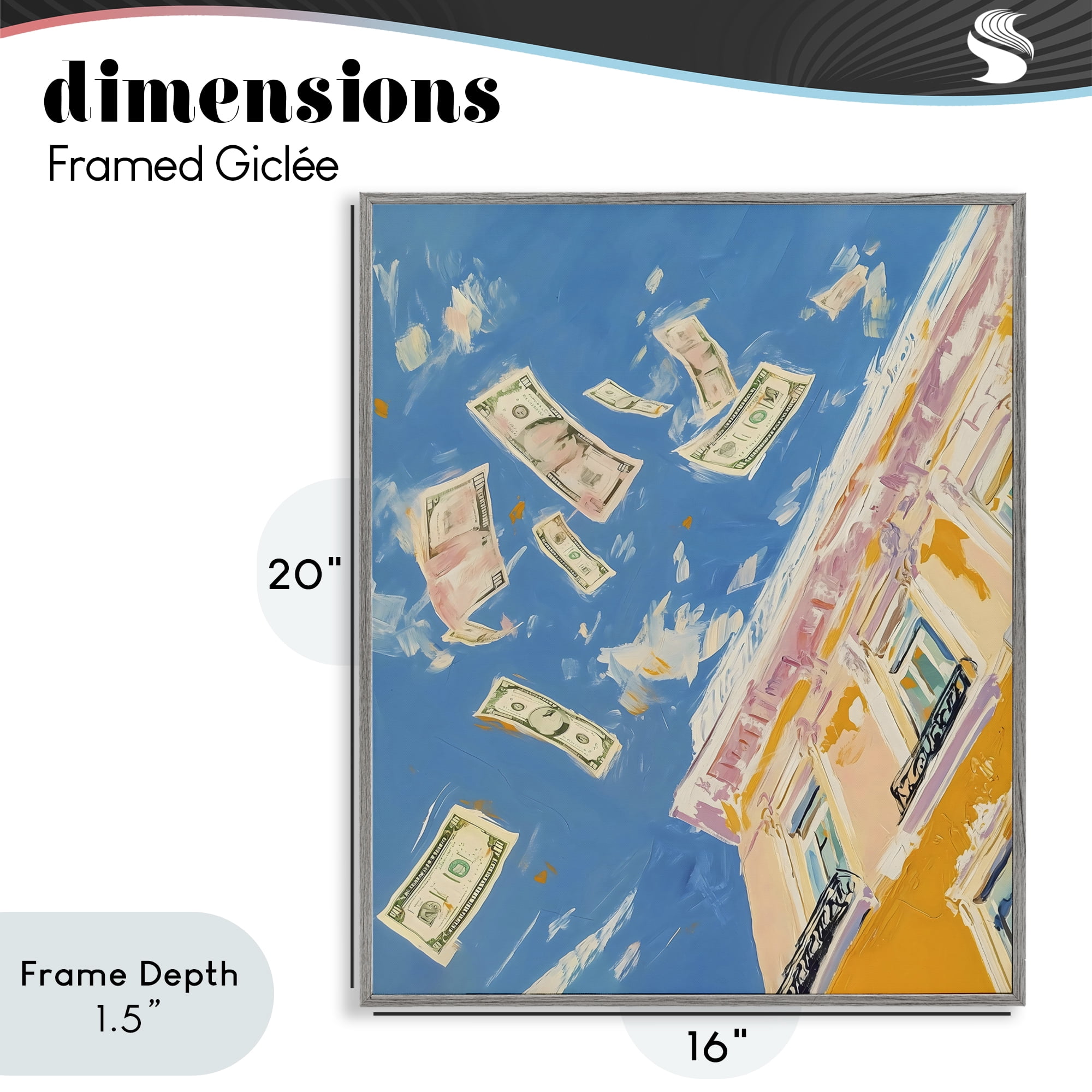 Stupell Industries Money Rain Drifting Past Windows Gray Framed Giclee Art, design by The Prints Vibe