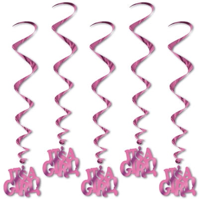 Party Central Club Pack of 30 Pink 'It's a Girl' New Baby Spiral Whirls 36"