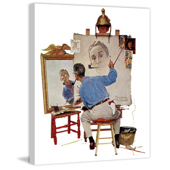 Marmont Hill "Triple Self-Portrait" by Norman Rockwell Painting Print on Canvas