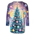 thumbnail image 4 of Rvkxad Christmas Womens Shirts Christmas Tree Print Crew Neck Basic Tees Holiday 3/4 Sleeve Dressy Casual Tunic Tops Fall Fashion Shirts Purple L, 4 of 5