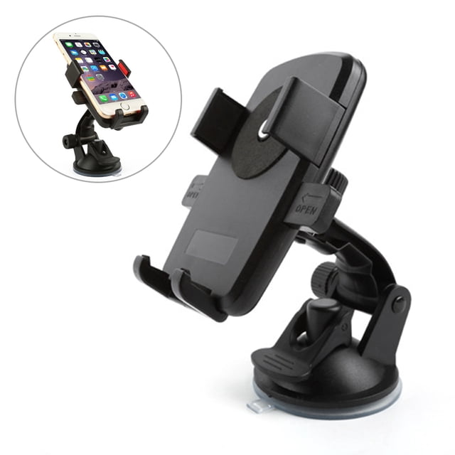 Car Phone Mount Holder Support Windshield Dashboard Universal Car Mobile Phone Cradle for Smartphone and GPS (Black)