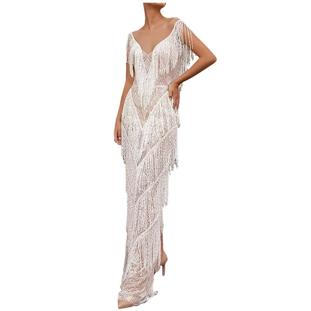 EQWLJWE Robe Longue pour Femmes Mode Sexy Femmes Patchwork Crâne Dentelle Manches Longues Robe de Soirée Vintage