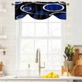 thumbnail image 3 of Black Blue Tie Up Valance Curtains for Windows, Kitchen Curtains Window Treatments, White Circle Geometric Abstract Texture Short Window Shades Valances for Bedroom Bathroom Cafe 54"x18", 3 of 8